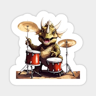 A triceratops playing the drums Magnet