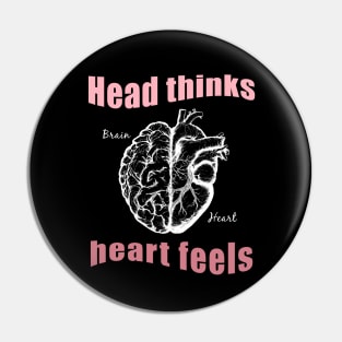 Half brain half heart,  reason and feeling total white Pin