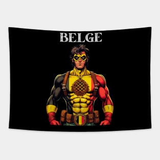 Belgian Superhero: 80's Male Gritty Comic Book Hero Tapestry