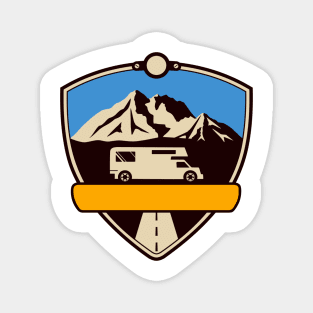 Travel Adventure Mountains Camper Emblem Magnet