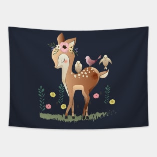 cute little deer with his friend Tapestry