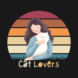 cat lover woman Retro Vintage T-Shirt