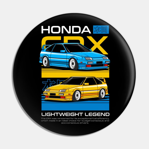 Honda CRX Collector Art Pin by Harrisaputra