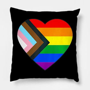 Progress Pride Flag  Heart LGBTQ+ Inclusion & Love Pillow