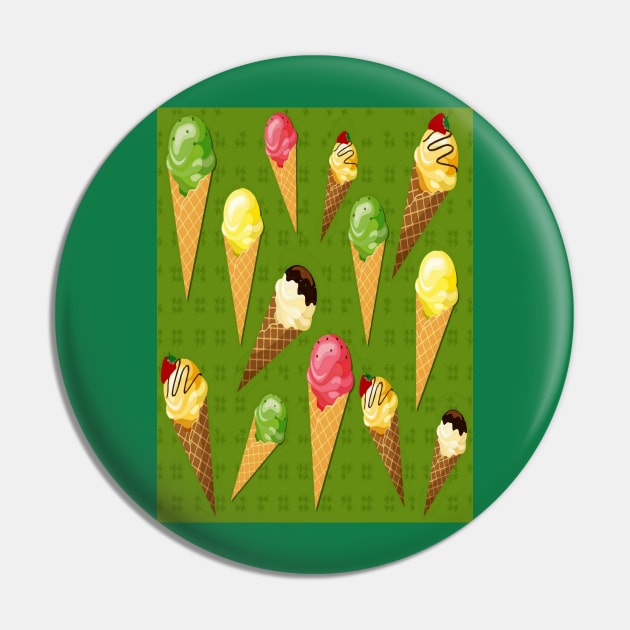 Ice cream cones-Green Pin by YamyMorrell