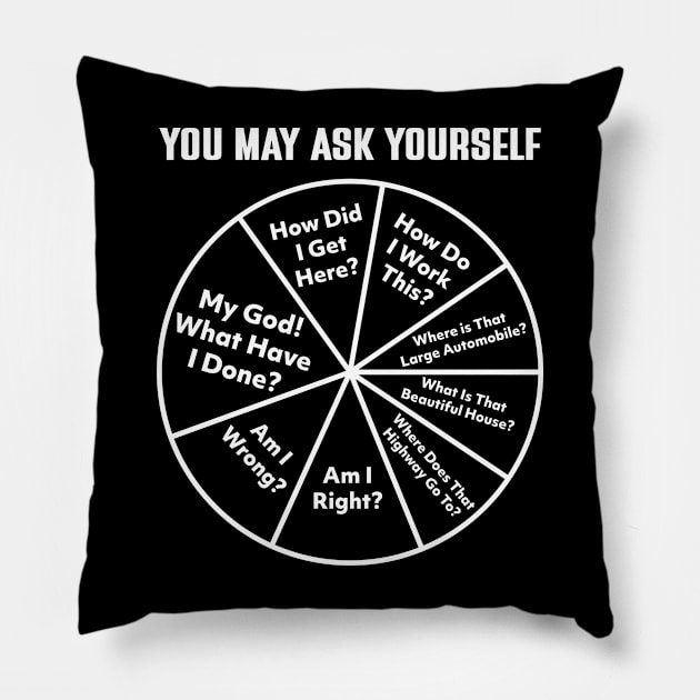 You May Ask Yourself Pie Chart Pillow by justin moore