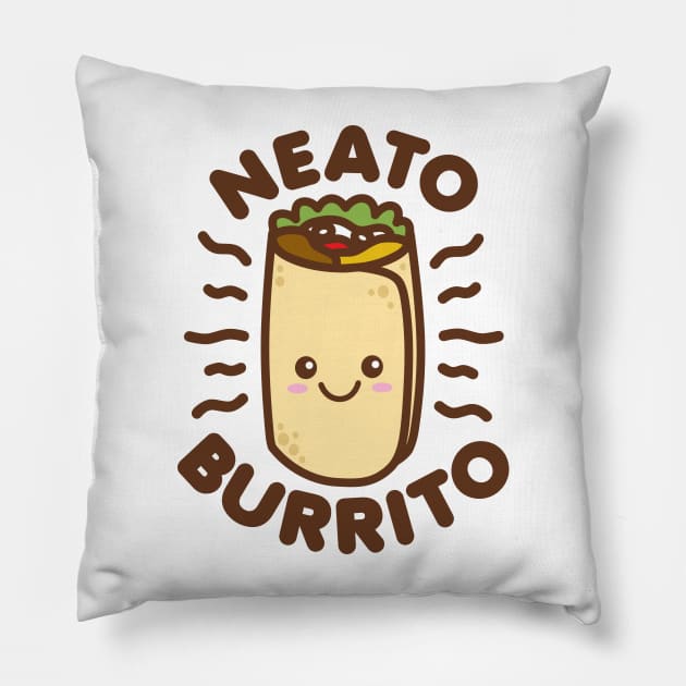 Neato Burrito Lover Cute Kawaii Funny Saying Food Pun Pillow by DetourShirts