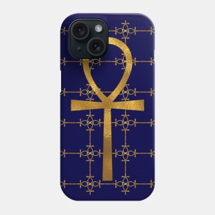 Blue and Gold Egyptian Ankh - Key Of Life Mask Phone Case