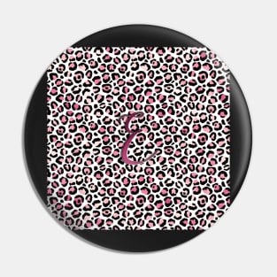 Letter E Monogram & Pink Leopard Print Pin