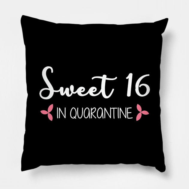 Sweet 16 In Quarantine (White Text) Pillow by inotyler