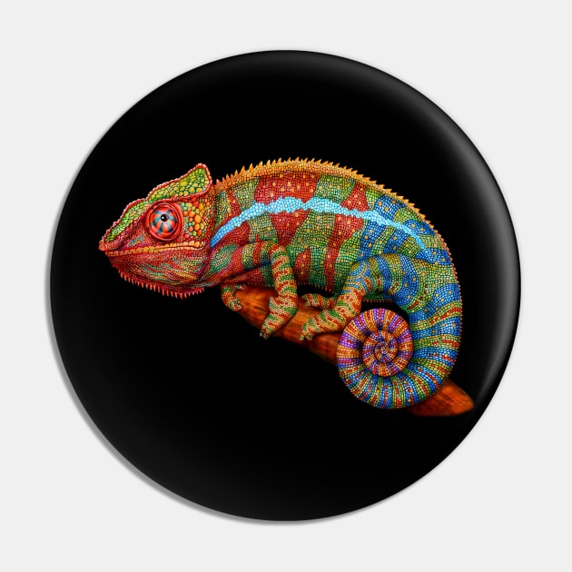 Panther Chameleon Pin by Tim Jeffs Art