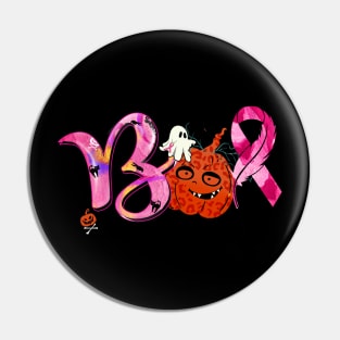 Boo Pumpkin Cute Ghost Pink Ribbon Breast Cancer Halloween Pin