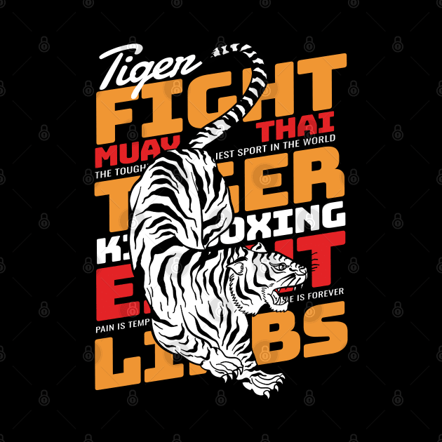 Kickboxing Tiger Tattoo Muay Thai Fight by KewaleeTee