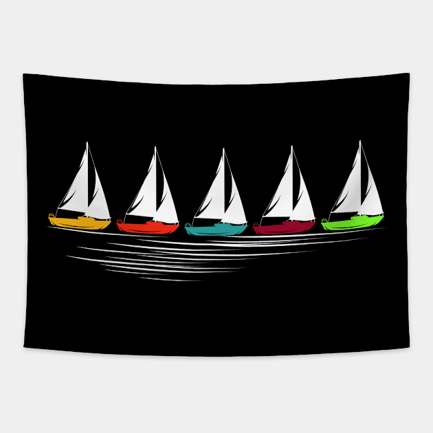 Sailboats Graphic For Sailors Sailing Tapestry by White Martian