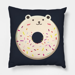 White bear cute donut with sprinkles Pillow