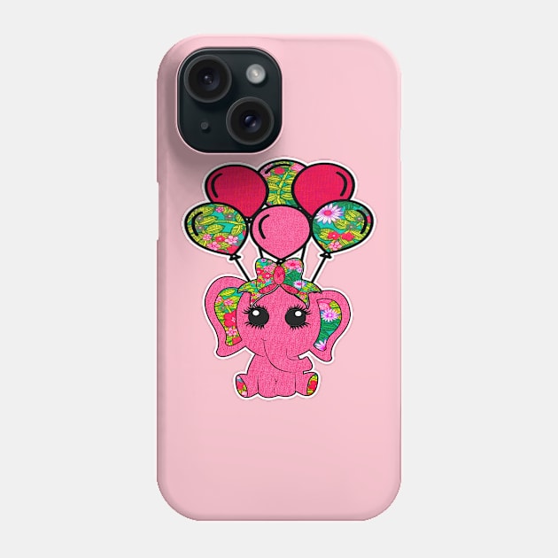 Pink Floral Elephant Balloons Phone Case by artbyomega