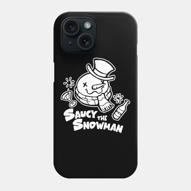 Saucy the Snowman - Frosty Humor - White Outlined Version Phone Case by Nat Ewert Art