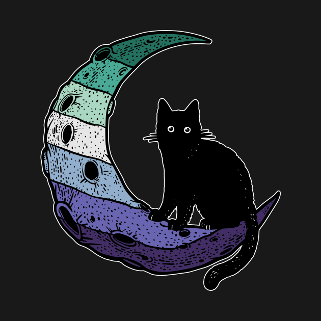 Gay Man Pride Cat Moon by Psitta