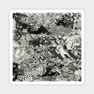 Abstract Monochrome Pattern with Geometric Shapes Magnet