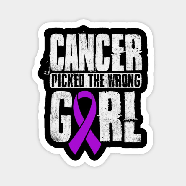 Cancer Picked The Wrong Girl Alzheimers Awareness Purple Ribbon Warrior Hope Magnet by celsaclaudio506