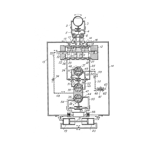 Hydraulic Steering Plant for Ships Vintage Patent Hand Drawing by TheYoungDesigns