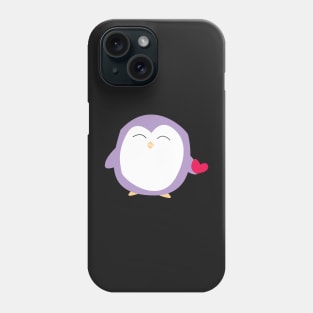 purple penguin with heart Phone Case