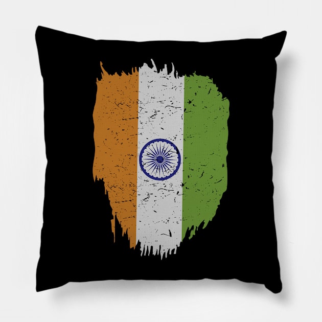 India Flag in Tricolor with Ashoka Chakra Desi Indian Pillow by alltheprints