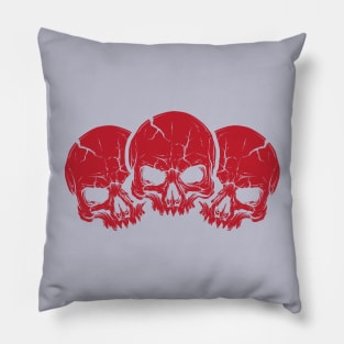 Red Triple Skull Pillow