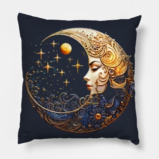 Celestial Sun and Moon Pillow