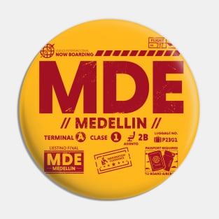 Vintage Medellin MDE Airport Code Travel Day Retro Travel Tag B Pin