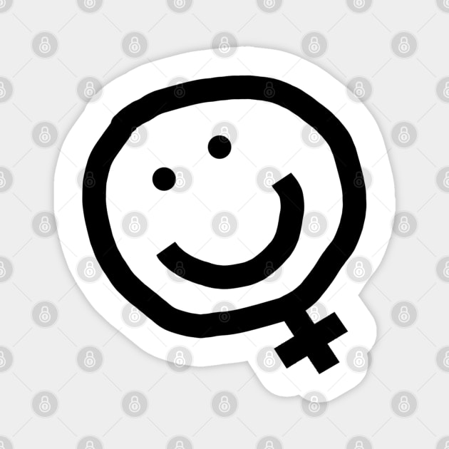 Black Line Minimal Feminism Female Smile Magnet by ellenhenryart