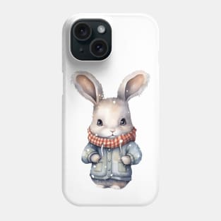 Bunny in a winter jacket and scarf Phone Case