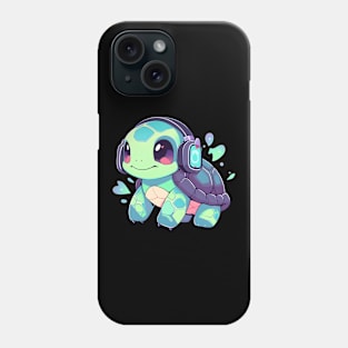 Green Turtle with Headphones Phone Case