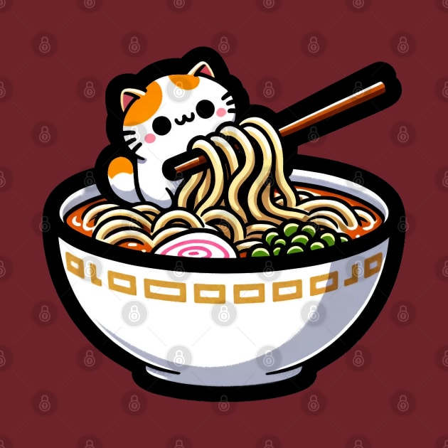 Ramen and Cat by WorldByFlower