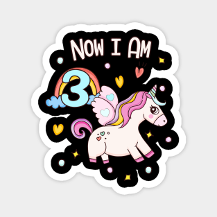 Cute 3rd Birthday Unicorn for Girls Bday Magnet