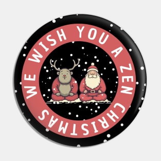 Zen Christmas- Meditative Santa & Reindeer for Yoga Lovers Pin