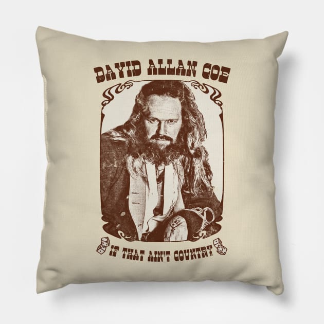 David Allan Coe / Retro Style Fan Design Pillow by DankFutura