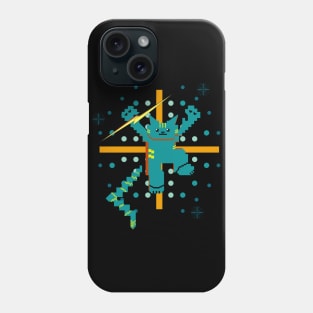 Cat Lightning Retro Gaming Teal Furr Phone Case