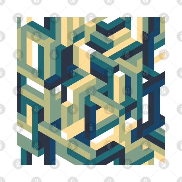 Blue and Green Isometric Maze by KimVanG