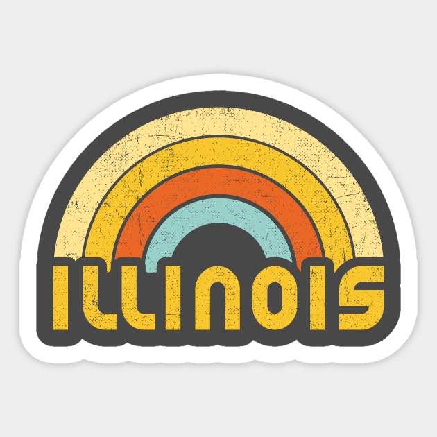 Retro Colorful Illinois Design - Illinois - Sticker