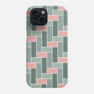 Geometric Sage and Olive Green and Pink Phone Case