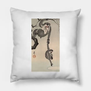 Monkey and Moon by Ohara Koson Pillow