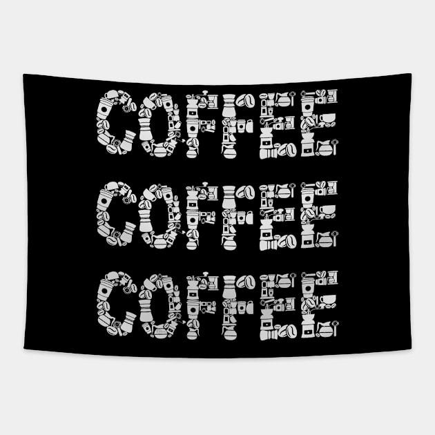 3 Times the Coffee Art Collage Design Tapestry by RuftupDesigns