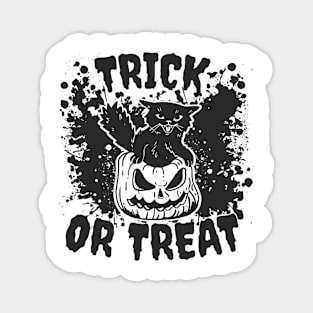 Trick-or-Treat Halloween Pumpkin with Black Cat Graphic Magnet