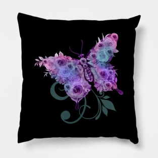 Purple Rose Butterfly Pillow