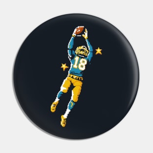 Vintage Pixelated American Football Player Catching Ball Illustration Pin
