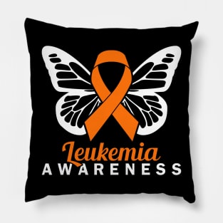 ORANGE RIBBON LEUKEMIA BUTTERFLY Pillow