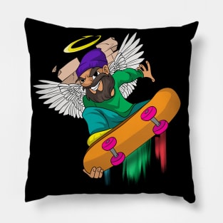 Skateboarding Angel Gnome Pillow
