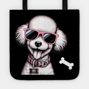 Funny Poodle with Sunglasses Tote