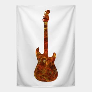 Red on Yellow Flame Guitar Silhouette Tapestry